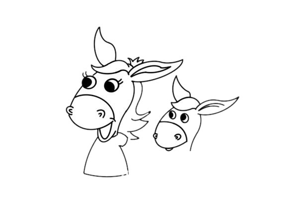驴妈妈和小驴卡通简笔画