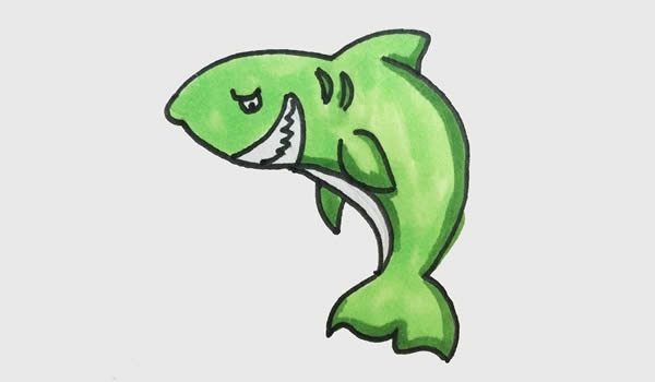 巨齿鲨简笔画画法