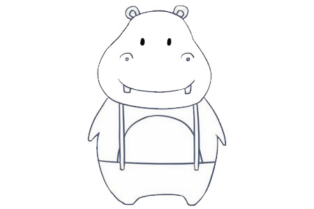 卡通河马简笔画画法