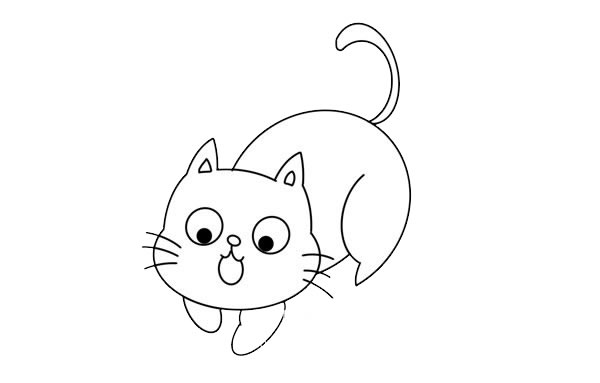 好奇的小猫简笔画画法