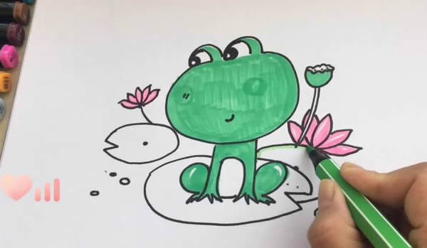 荷叶上的青蛙简笔画步骤