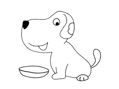 小狗和餐盘简笔画