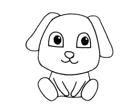 坐在地上的狗狗简笔画