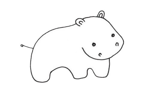 简单的小河马儿童画