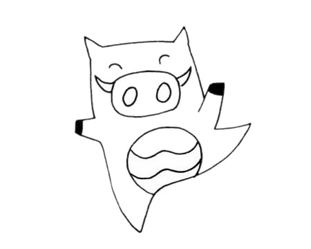 开心的卡通野猪简笔画