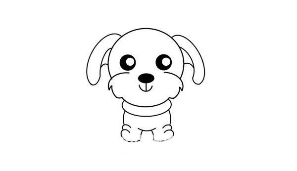 卡通贵宾犬简笔画的画法