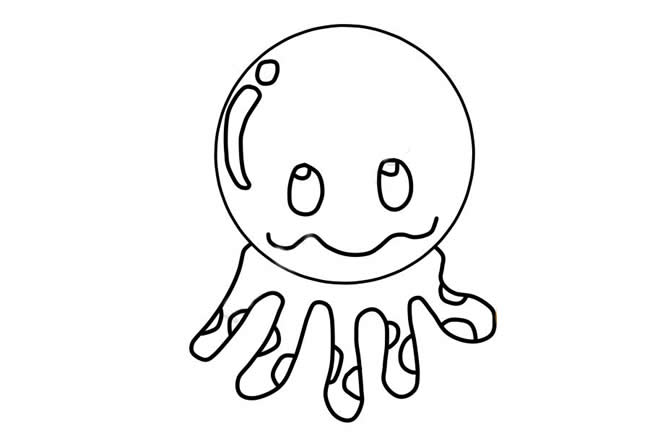 章鱼怎么画 涂色的卡通章鱼简笔画