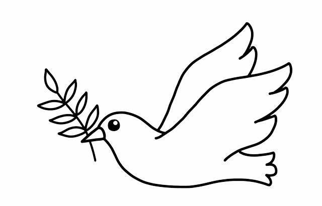 衔着树枝的鸽子简笔画步骤