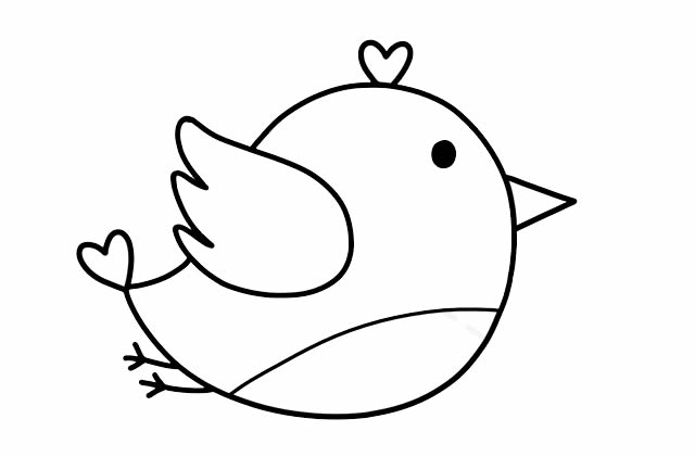 拿着小花的彩色小鸟简笔画