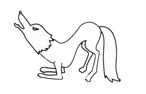 仰天长啸的狼简笔画步骤