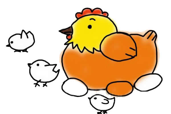 鸡妈妈和鸡宝宝简笔画步骤