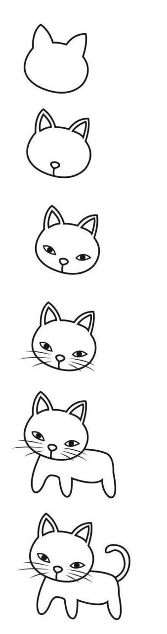 简单的小猫咪儿童画