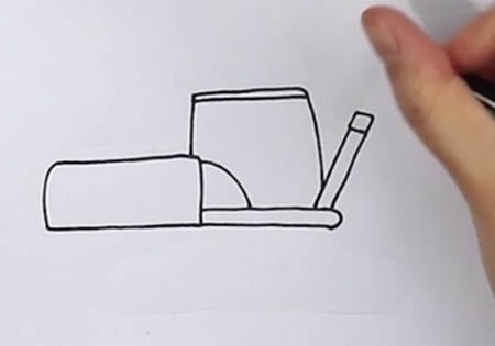 挖掘机简笔画步骤图解 彩色画法