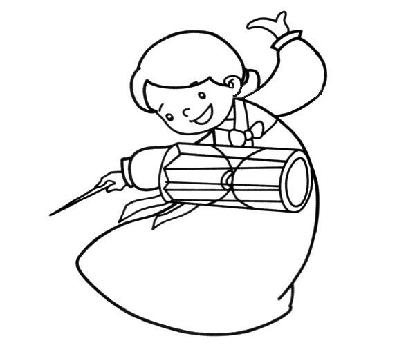 跳腰鼓舞的女孩简笔画