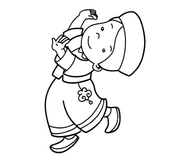 翩翩起舞的小朋友简笔画