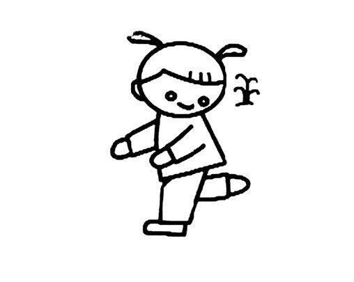 小朋友踢毽子的简笔画