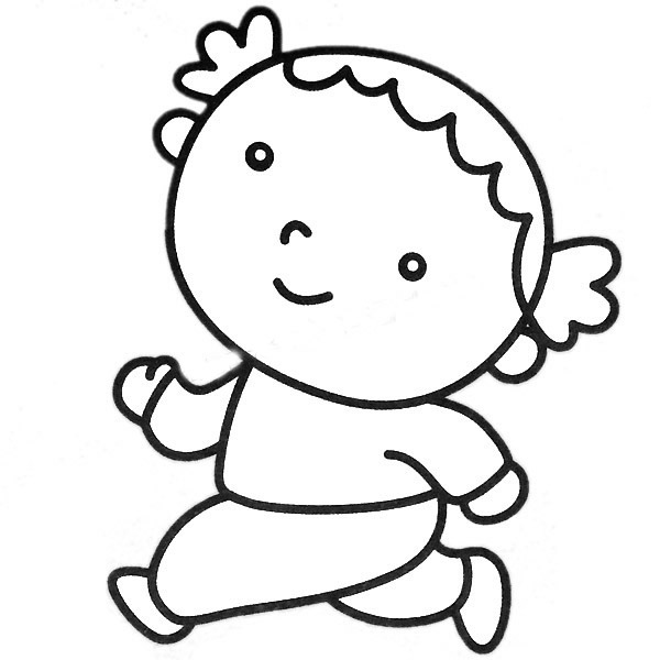 跑步的小女孩简笔画