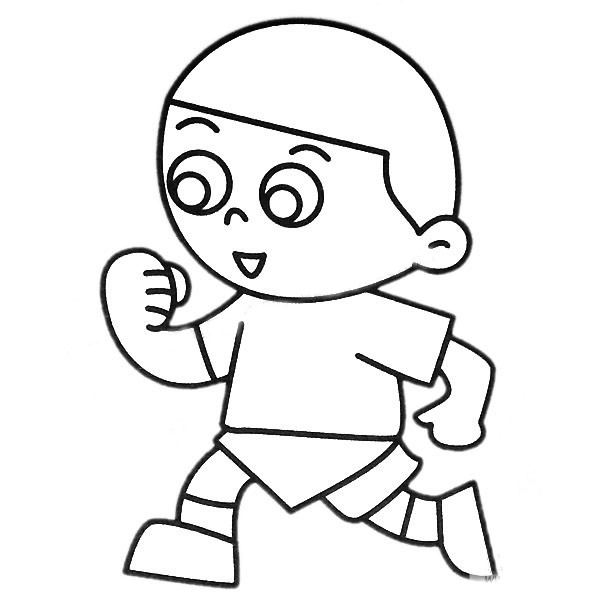 跑步的小男孩简笔画