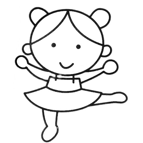 正在跳舞的小女孩简笔画