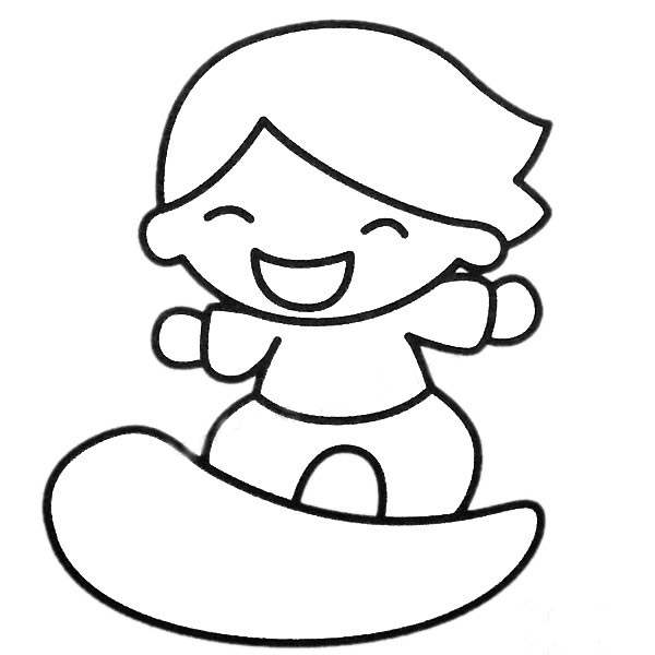 玩滑板的小朋友简笔画