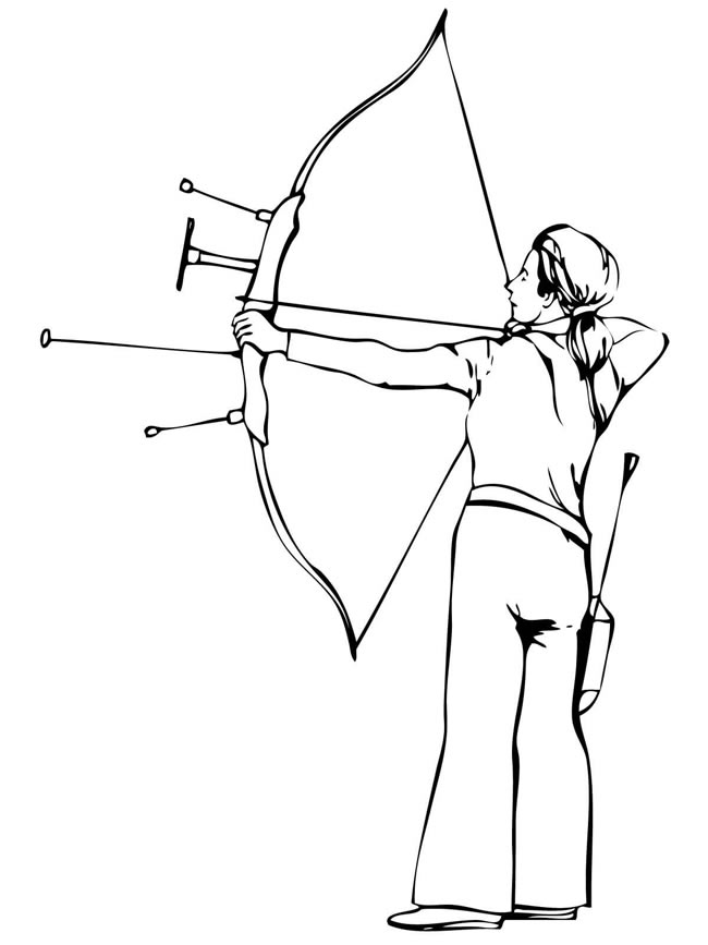 女性射箭运动员简笔画