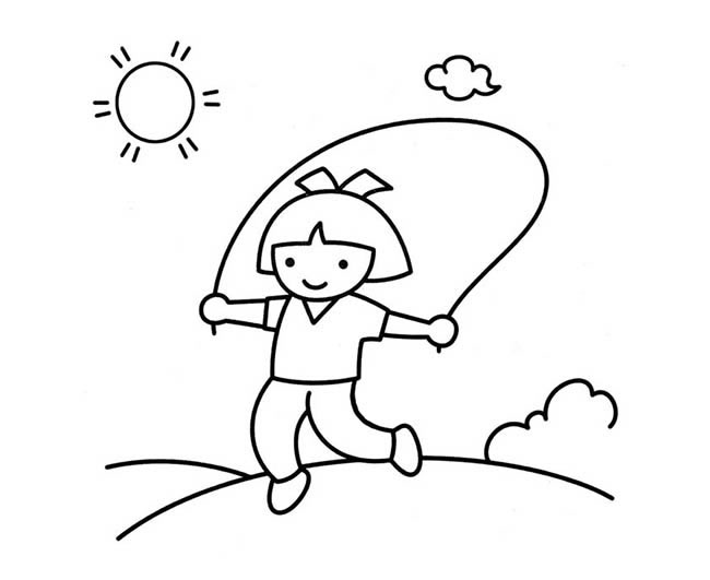 跳绳的小女孩简笔画