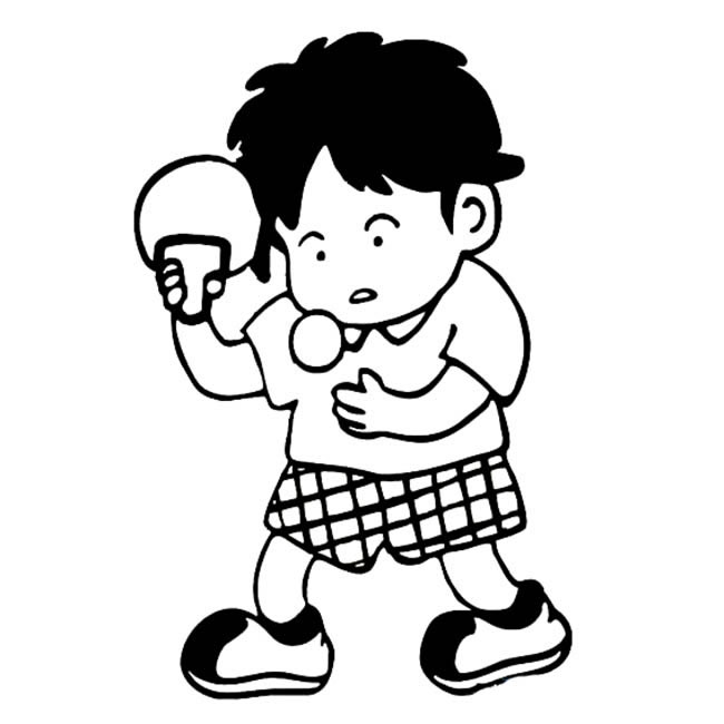 打乒乓球的小朋友简笔画