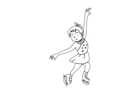 正在滑冰的女生简笔画