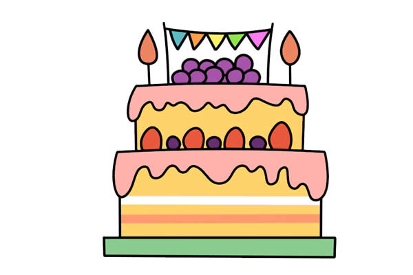 双层生日蛋糕简笔画