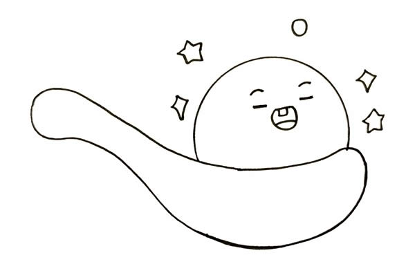 汤圆在勺子里的简笔画
