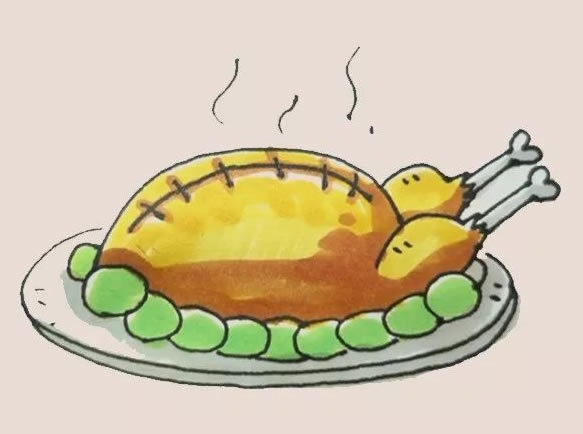 火鸡大餐简笔画步骤