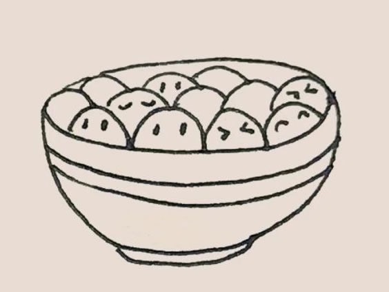 一碗汤圆儿童简笔画教程