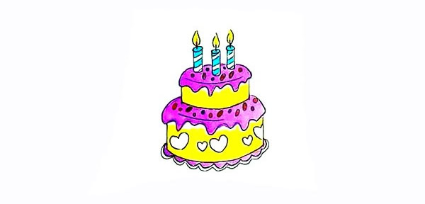 双层生日蛋糕怎么画