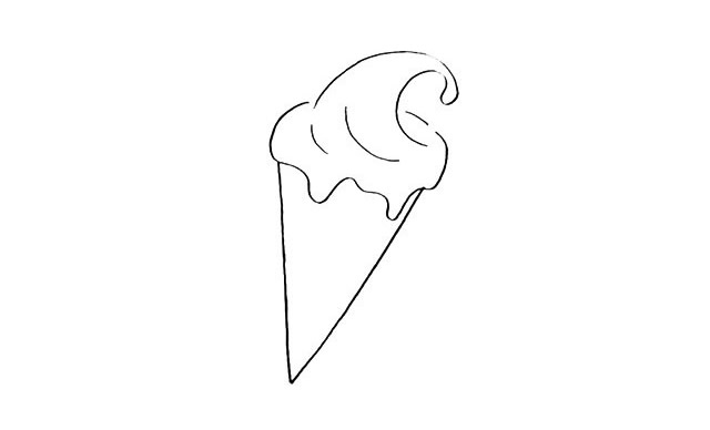 炫彩的冰激凌甜筒简笔画
