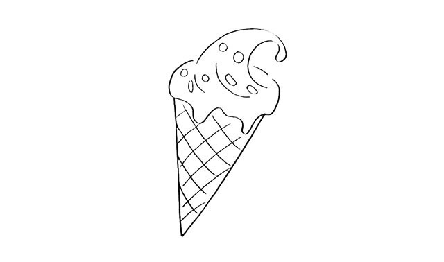 炫彩的冰激凌甜筒简笔画