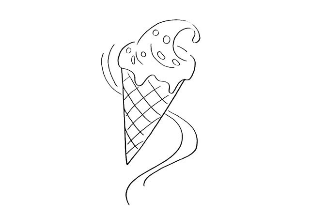 炫彩的冰激凌甜筒简笔画