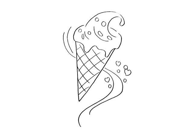 炫彩的冰激凌甜筒简笔画