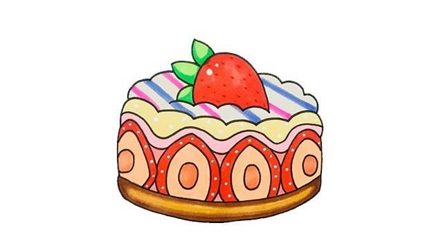 草莓生日蛋糕简笔画教程 草莓生日蛋糕简笔画教程