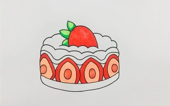 草莓生日蛋糕简笔画教程 草莓生日蛋糕简笔画教程