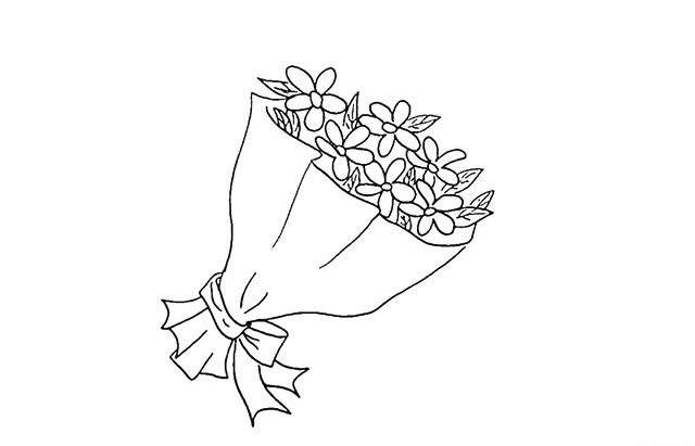 一步步教你学画一束花的简笔画