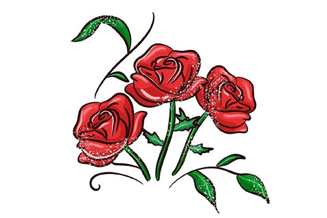 带颜色的玫瑰花简笔画怎么画？