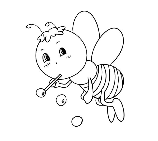 吹泡泡的蜜蜂简笔画