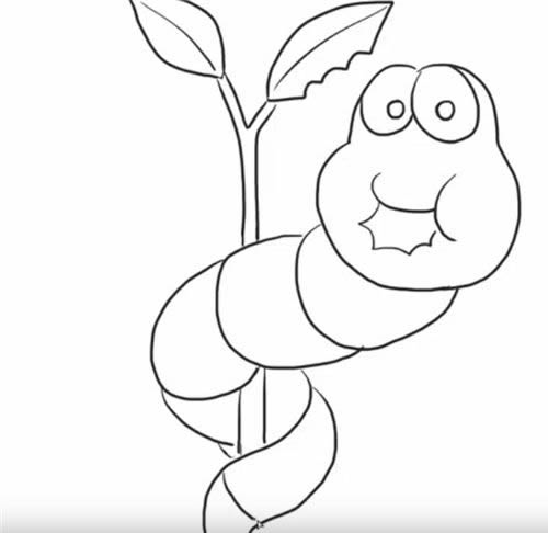 吃树叶的毛毛虫简笔画