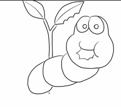 吃树叶的毛毛虫简笔画