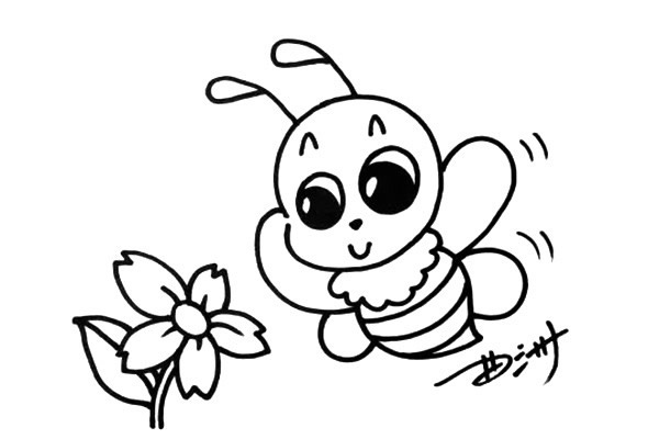 准备采蜜的蜜蜂简笔画