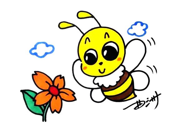 准备采蜜的蜜蜂简笔画