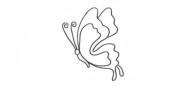 漂亮的蝴蝶和花朵简笔画