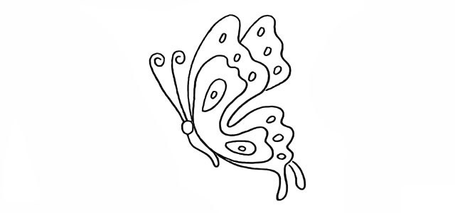 漂亮的蝴蝶和花朵简笔画