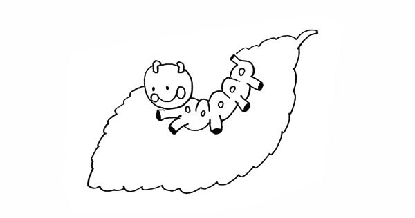毛毛虫和树叶的简笔画