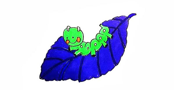 毛毛虫和树叶的简笔画